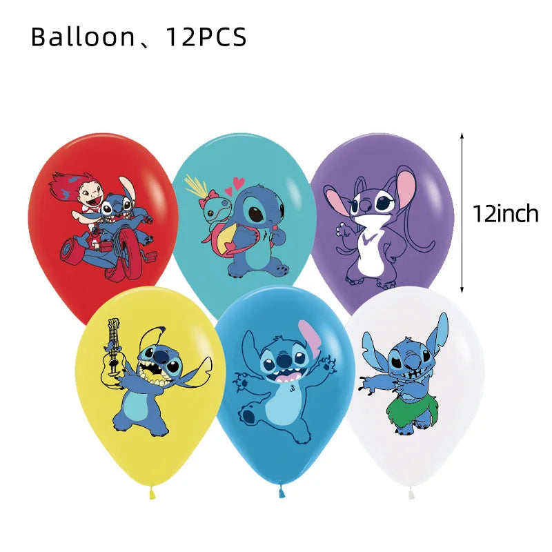 Stitch Party Supplies für Kinder Lilo und Stitch Geburtstag Party Dekorationen Luftballons Banner Tischdecke Hintergrund Geschirr