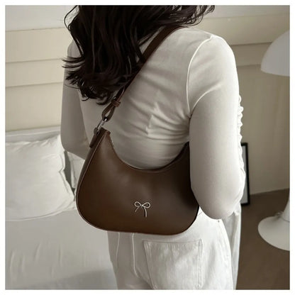 Bowknot Armpit Bag Korean Underarm Bag Luxury PU Leather Y2K Handbag Girls Shoulder Bag.