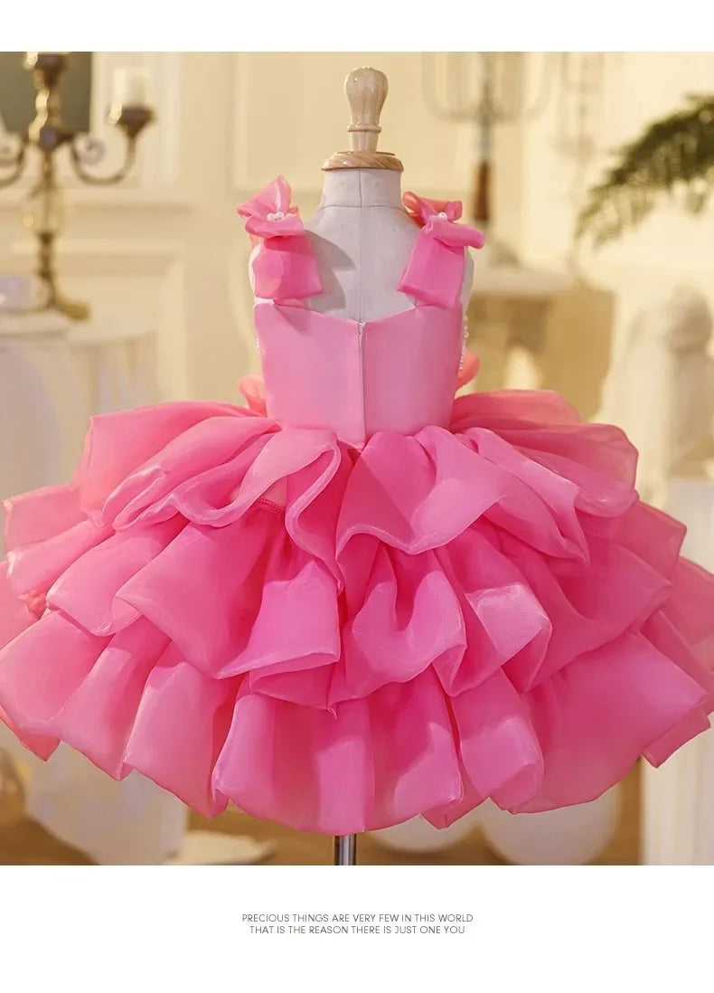 2025 Prinzessinnenkleid zum ersten Geburtstag für Mädchen, neue Hochzeit, Blumenmädchen, Klavieraufführung, Host-Kleid, Party-Kleidung, Outfits, passendes Bankett.