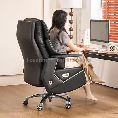 Ergonomischer Büro-Elektrostuhl, verstellbare Rücklehne und Höhe, Leder-Computerstuhl, Gamer Home, bequeme drehbare Schreibtischstühle