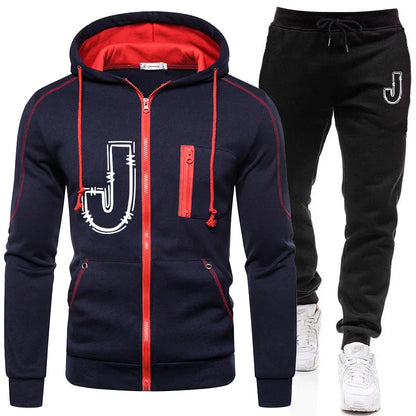 Men's Clothing Casual High Quality Autumn Winter Outdoors Hoodie Daily Jogging Sports Single Piece Zipper Jacket and Sport Pants.