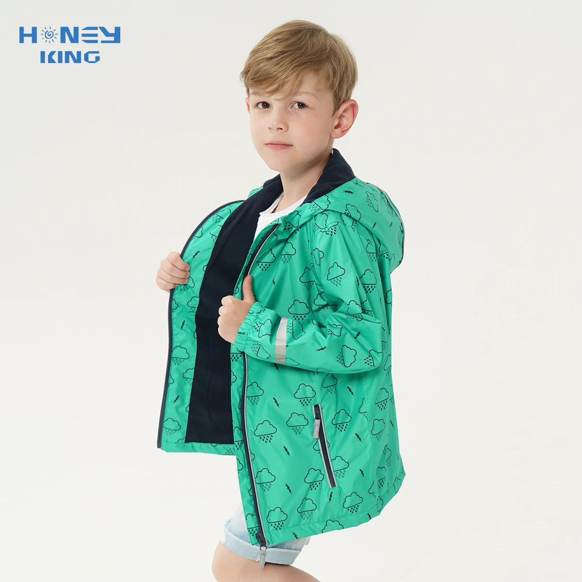 HONEYKING Children's Raincoat Suit Baby Waterproof Overalls Toddler Pants Girl Jumpsuit Rainwear Boy's Jacket And Trousers Set.