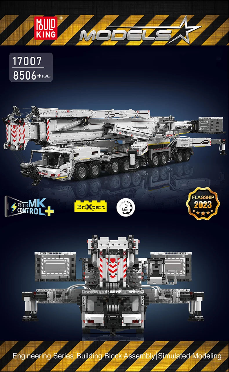 Mould King 17007 17008 Technical Truck Building Block Remote Control Liebherred LTM 11200 Crane Model Kids Christmas Car Toys.