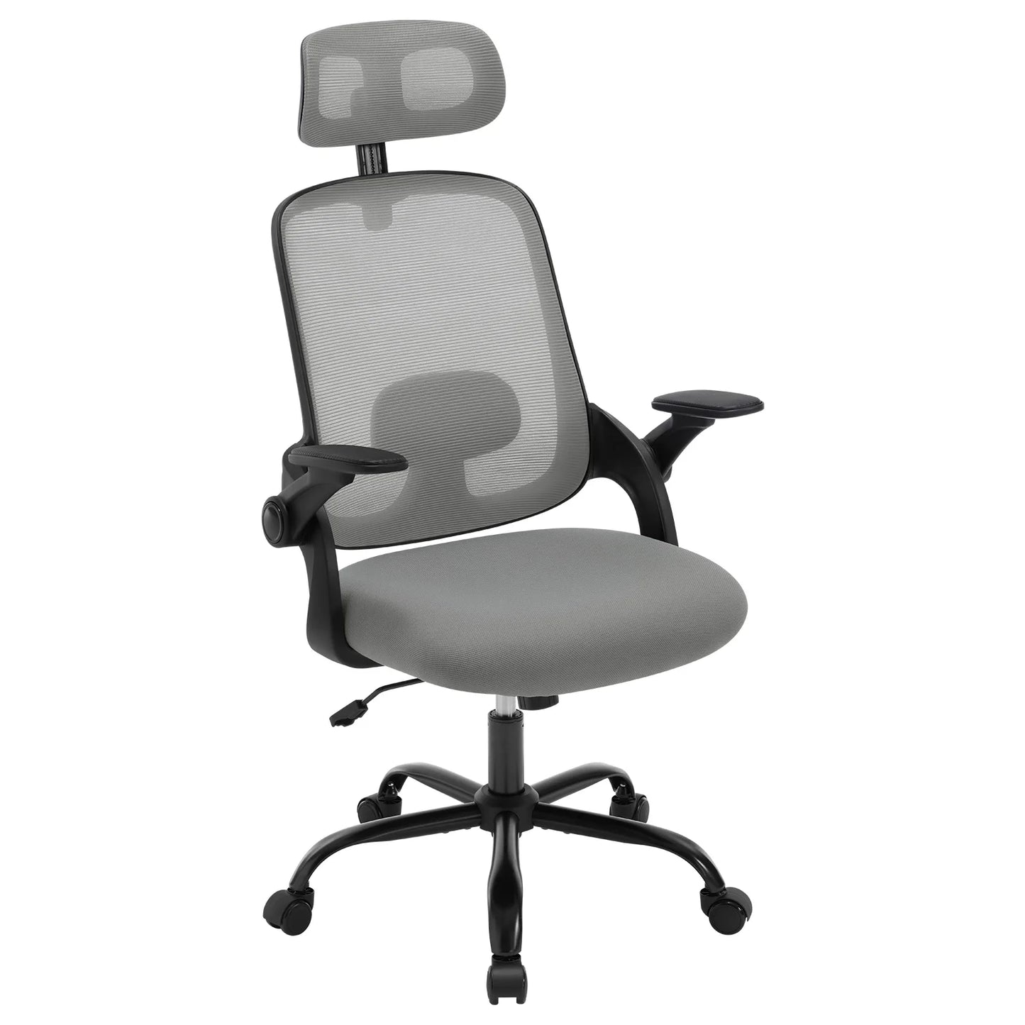 Ergonomischer Büro-Computer-PC-Schreibtischstuhl, drehbarer Netzstuhl mit Rollen, verstellbare Kopfstütze, Lordosenstütze, Heimarbeitsstuhl