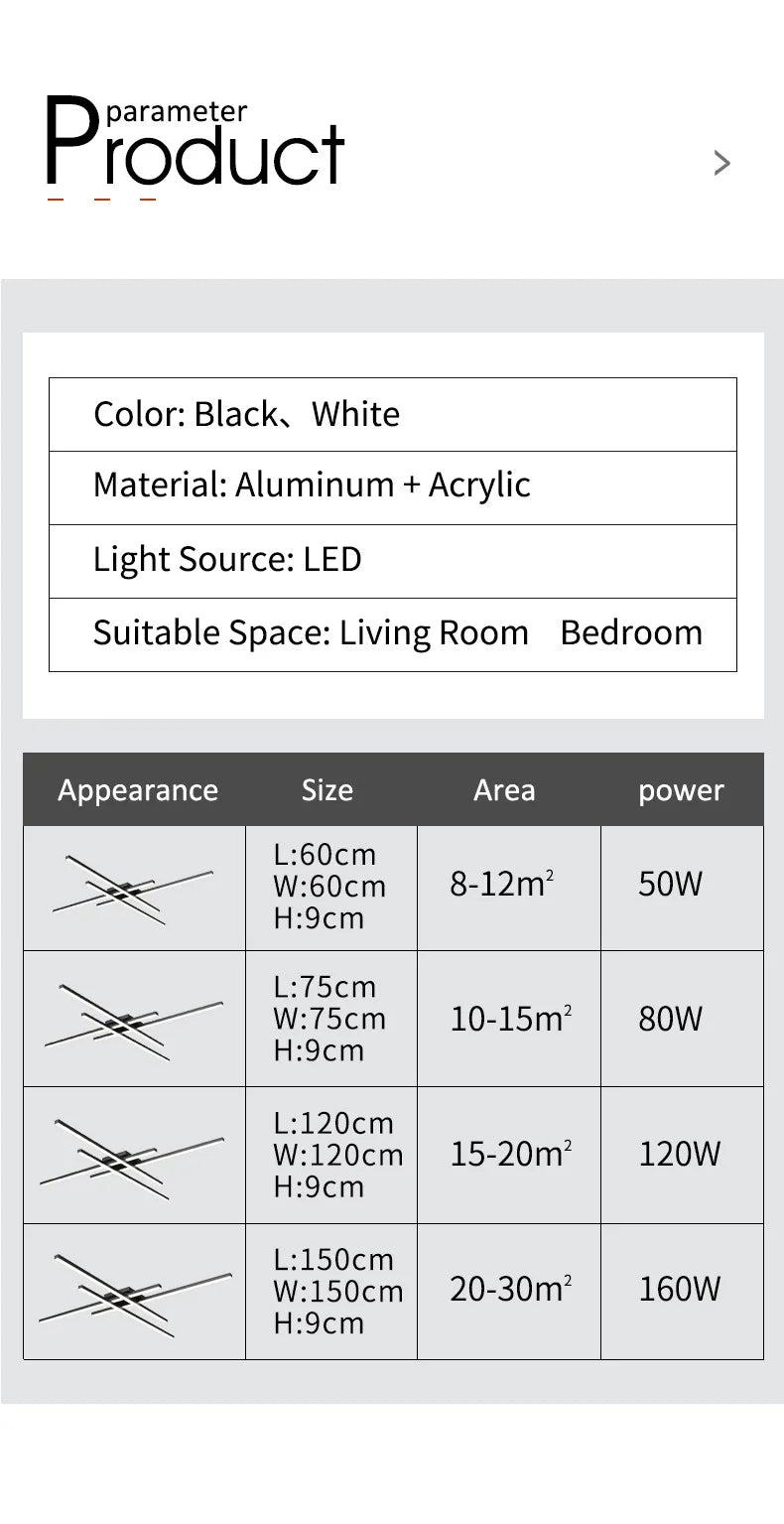 Schwarz Kronleuchter quadratische Schlafzimmer Lampen Wohnzimmer Lampe LED Deckenleuchte Nordic minimalistische kreative LED Deckenleuchte Streifen Lichter