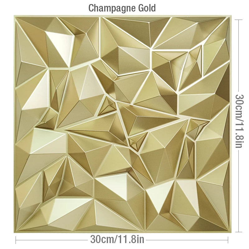 12pcs 30x30cm Champagne gold color 3D Wall Panel Shining Gold 3D Wall Sticker Wedding party background wall art Wood grain paper