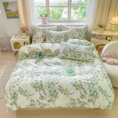 2025 new Cotton Duvet Cover Set with 2 Pillowcases 1 bed sheet - Elegant & Breathable Bedding Set,Fade-Resistant, Multiple Sizes