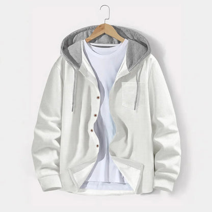 Spring and autumn new Waffle men's casual slim-fit hooded long-sleeved cardigan matching color fashion high quality tracksuit pa.