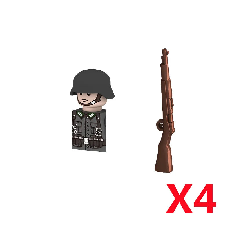 Military WWII Figure Building Blocks Accessories MP40 Rocket Launcher MG42 Officer Army Camouflage Soldier Pzf 98K Toy Gift N029