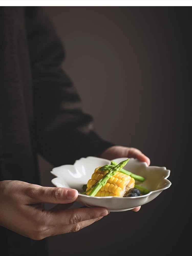 color petal household ceramic dish hotel restaurant tableware.