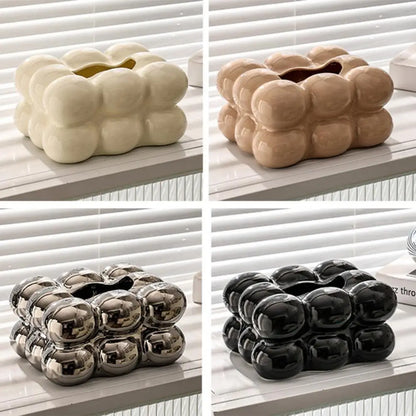 Nordic Style Tissue Box Napkin Holder Case Paper Box Container Modern Marshmallow Shape Tissue Case Refill Napkin Holder Box.