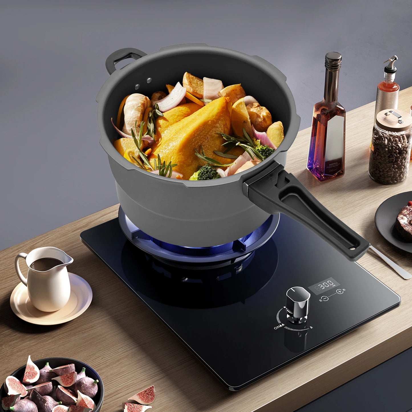 7L 24CM 80Kpa Ultra Wear-Resistant Medium Ratio Double Bottom Pressure Cooker Aluminum Alloy Pressure Cooker For Cooking Stewing