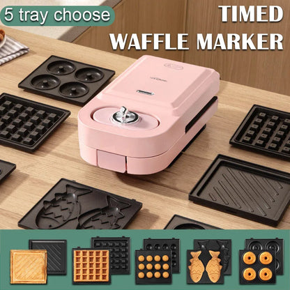 Electric Sandwich Maker Breakfast Machine Household Light Food Multi-Function Waffle Maker Takoyaki Toast Donut Pressure Toaster.