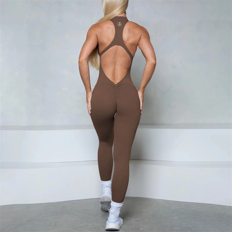 2025 Allure The Brand Zipper Women Tracksuit Yoga Set One Piece Jumpsuit Workout Scrunch Legging Rompers Sport Gym Active Suit