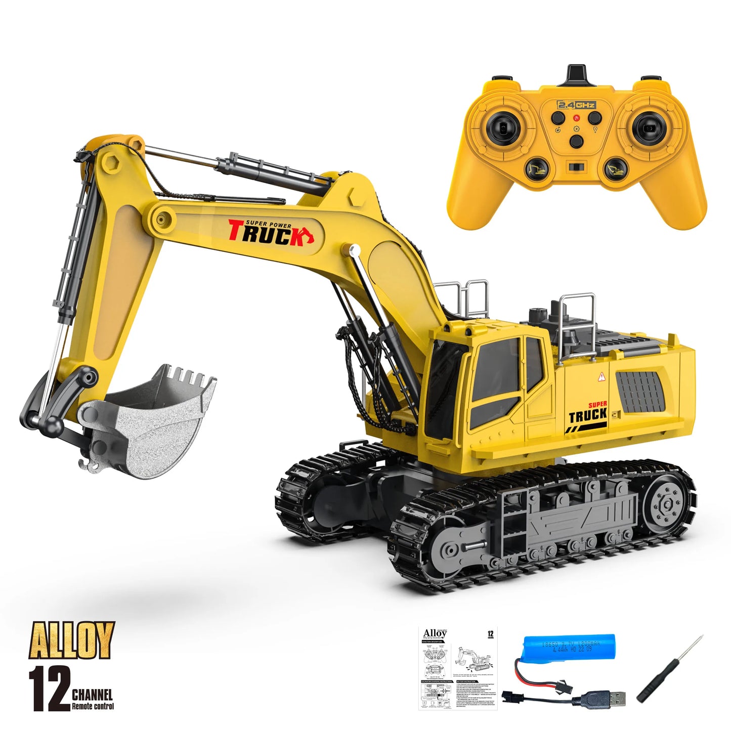 Alloy Rc Excavator Truck Toy Kids Remote Control Engineering Trucks Electric Vehicle Machine Games for Kids Boys Birthday Gifts