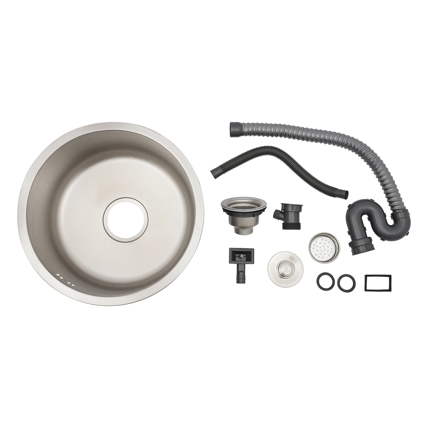 41 cm kreisförmige, vertiefte und vergrößerte Küchenspüle aus Edelstahl 304 mit einer Schüssel