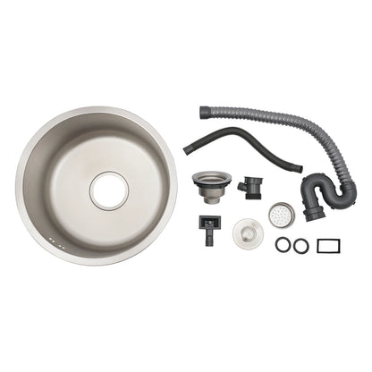 41 cm kreisförmige, vertiefte und vergrößerte Küchenspüle aus Edelstahl 304 mit einer Schüssel