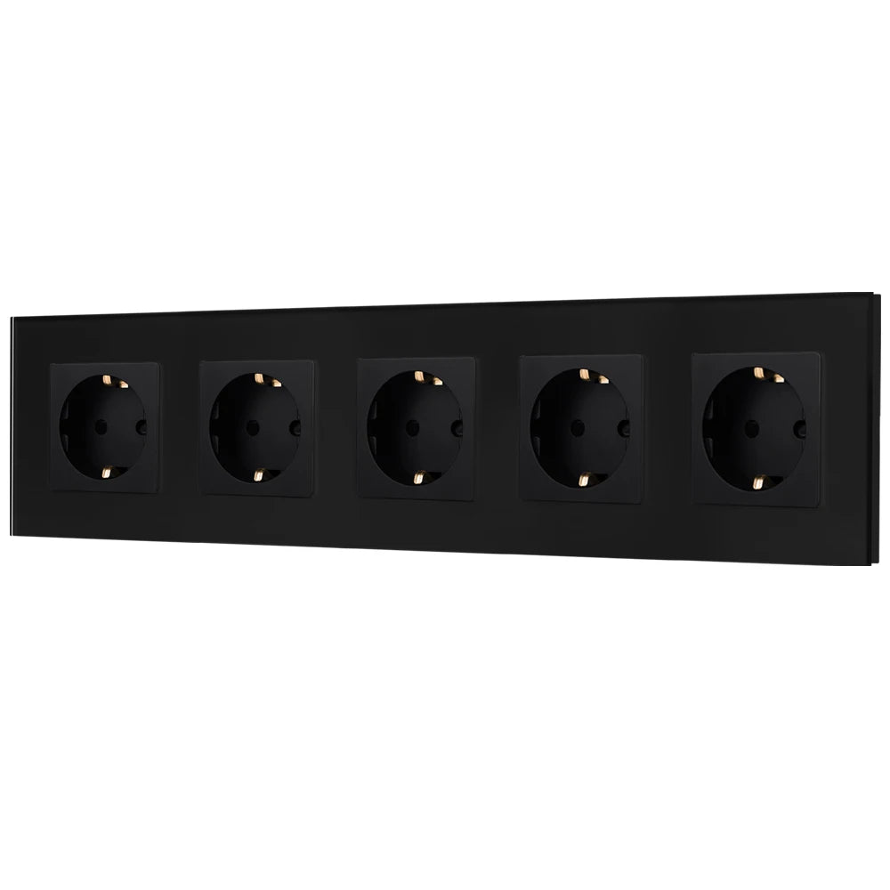 Bingoelec Wandsteckdose, Touch-Lichtschalter mit USB, 20 W, Typ C, Schnellladesteckdose, Glasscheibe, EU-Standard-Steckdosen