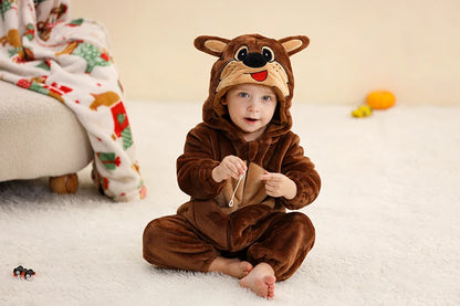 MICHLEY Winter Baby Strampler Mit Kapuze Flanell Cosplay Kleinkind Infant Kleidung Insgesamt Bodys Overall Kostüm Für Kinder Mädchen Junge