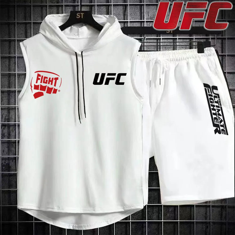 New Summer Men's Two Piece Set Casual T-Shirt and Shorts Set Fashion Short Sleeve Tracksuit Men Women Sports Suit Hooded T-shirt.