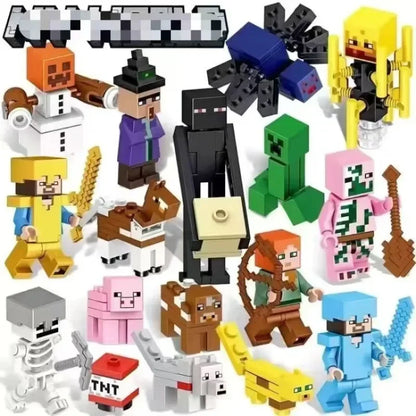 TreeHouse Village Farm Cave Mine Alex Zombie Action Figures Building Blocks Toys Gift for Children.
