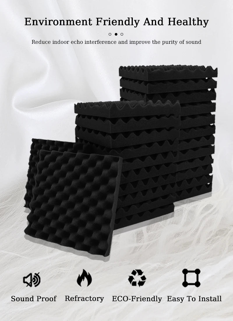 TOUO 6-48 Pack Acoustic Panels Sound Proof Foam Panels Wall Soundproofing Acoustic Foam Panels  Flame Retardant