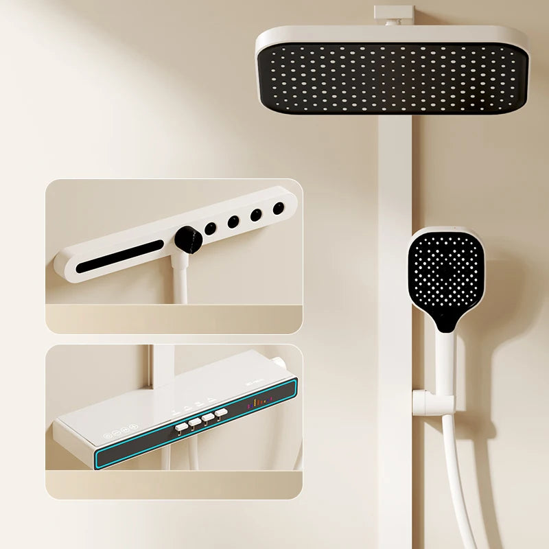 Bluetooth Music Digital Bathroom Shower System Ambient Lighting thermostatic Digital Bathroom Shower Set Faucets Accessories
