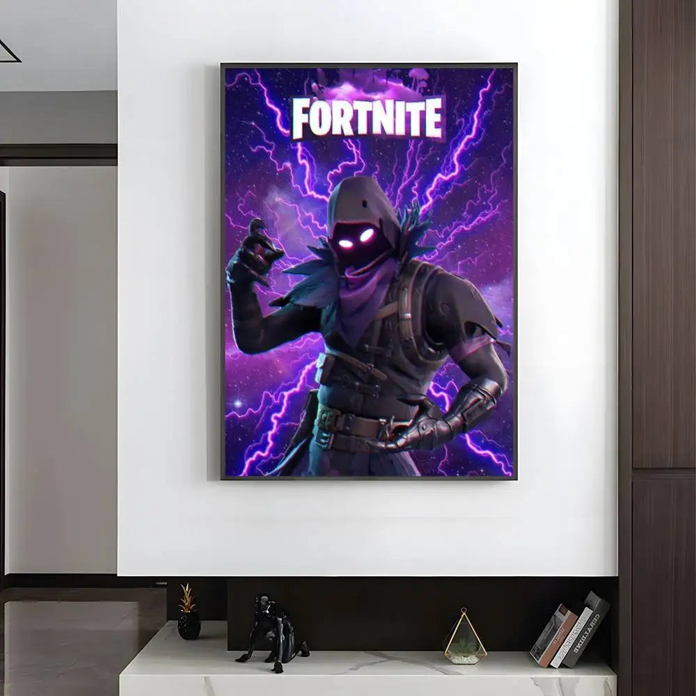 1pc F-Fortnites Poster HD art sticky wall waterproof home living room bedroom bar aesthetic decoration.