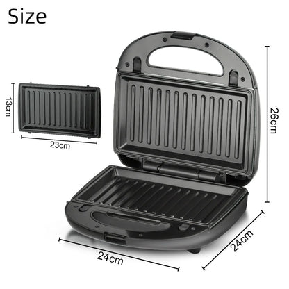 8-in-1 Breakfast machine with Interchangeable Plate Sandwich Maker, Waffle & Donut Maker with Non-stick Coating.