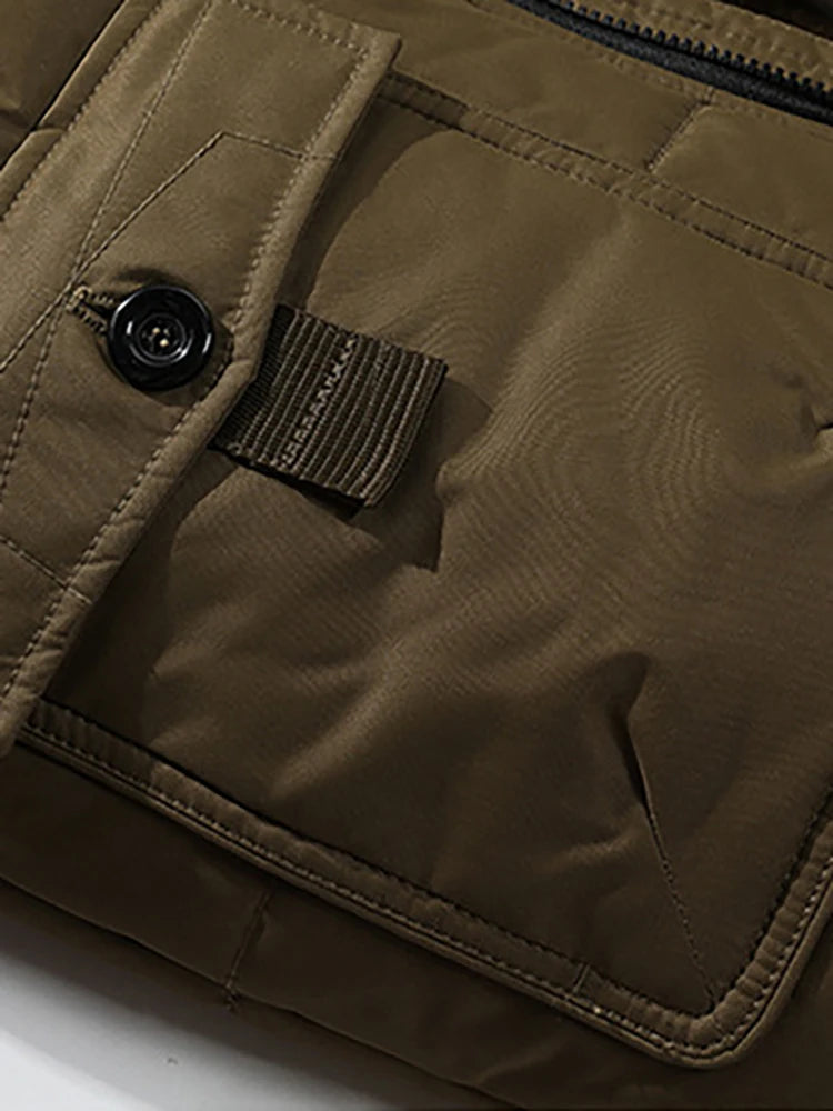 Men's Casual Trend Korean Version Of The New Raccoon Fur Collar Mouth In The Long Cold Warm Cotton Jacket Thickening.