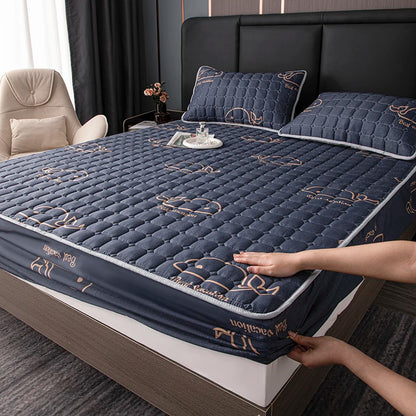 Bonenjoy Printed Bed Cover Simple Style Bedspread Quilted Bed Linen Home Non-slip Mattress Protector 매트리스 커버 (No Pillowcase).