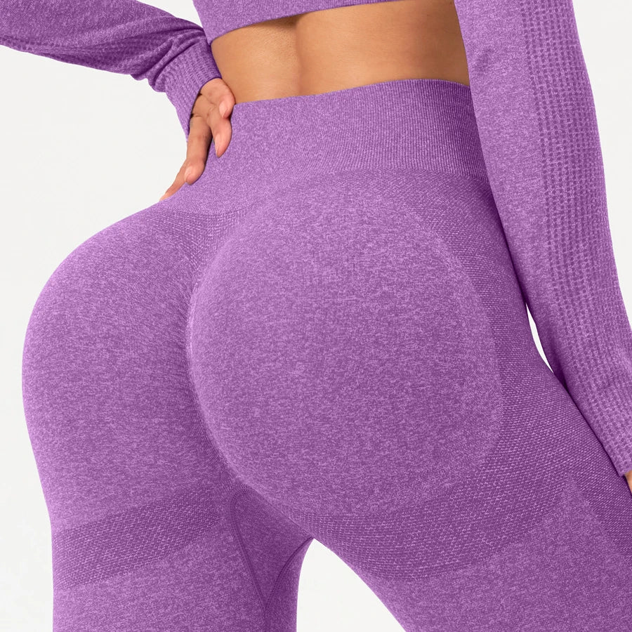 2 pcs/set Long Sleeve Yoga Leggings Set Sportswear Woman Gym Seamless Workout Outfit Yoga Clothes Womens Tracksuit Activewear.