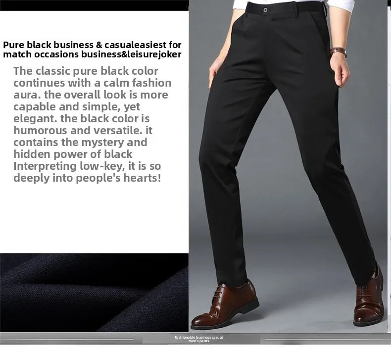 Men's Travel Dress Pants Stretch, No Iron Required Business Trousers, British Classic Slim Fit Lightweight Office Work Pants.