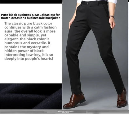 Men's Travel Dress Pants Stretch, No Iron Required Business Trousers, British Classic Slim Fit Lightweight Office Work Pants.