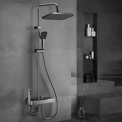 Bathroom Shower System LED Light Shower Head Set Brass Mirror Thermostatic Bathtub Faucet Digital Display Hot & Cold Showers