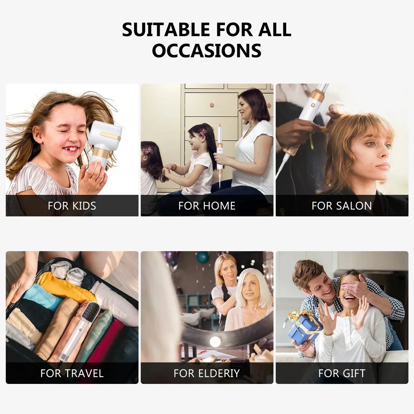 7 in 1 Hair dryer Professional Negative Ion curling Iron Hair Straightener Brushless Motor High Speed Hair Dryer Hot Comb Set.