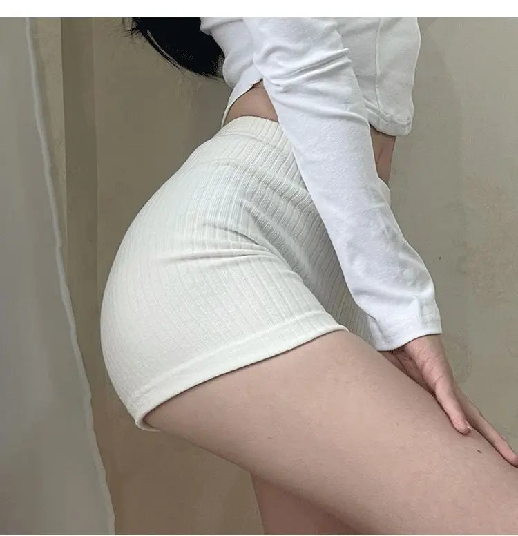 Knitting Seamless Leggings Women Fitness Shorts Ribbed Elastic Butt Liftting Yoga Shorts High Waist Slim Fashion Solid Tights.