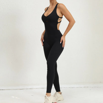 Seamless Yoga Jumpsuits Sports Fitness Peach Hip Raise Cross Beauty Back Dance Belly Contracting One-piece Tracksuits for Women