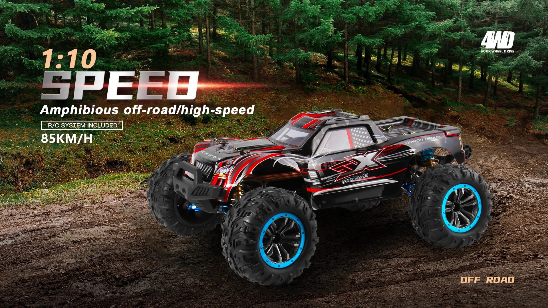 WLtoys  F21A 1:10 80KM/H RC Car 4WD 2.4G Metal Undercarriage Brushless Motor Remote Control High Speed Drift Monster Truck Toy.