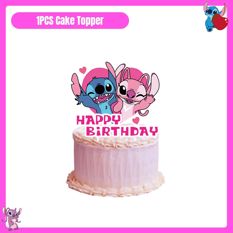 Disney Lilo und Stitch Party Dekoration Geschirr rosa Stitch alles Gute zum Geburtstag Party Thema liefert Ballon Hintergrund Tasse Teller