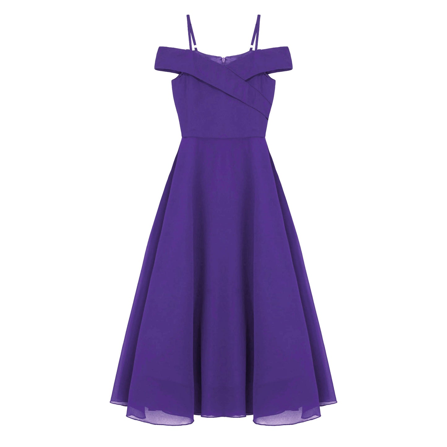 Elegantes Chiffon-Partykleid für Mädchen, schulterfrei, verstellbarer Spaghettiträger, bodenlanges Maxikleid für Hochzeit, Geburtstag, Abend
