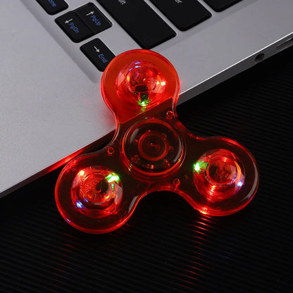 LED Finger Spinner Transparent Crystal LED Light Colourful Light-up Finger Spinner Pvc Material Finger Spinner Toys.