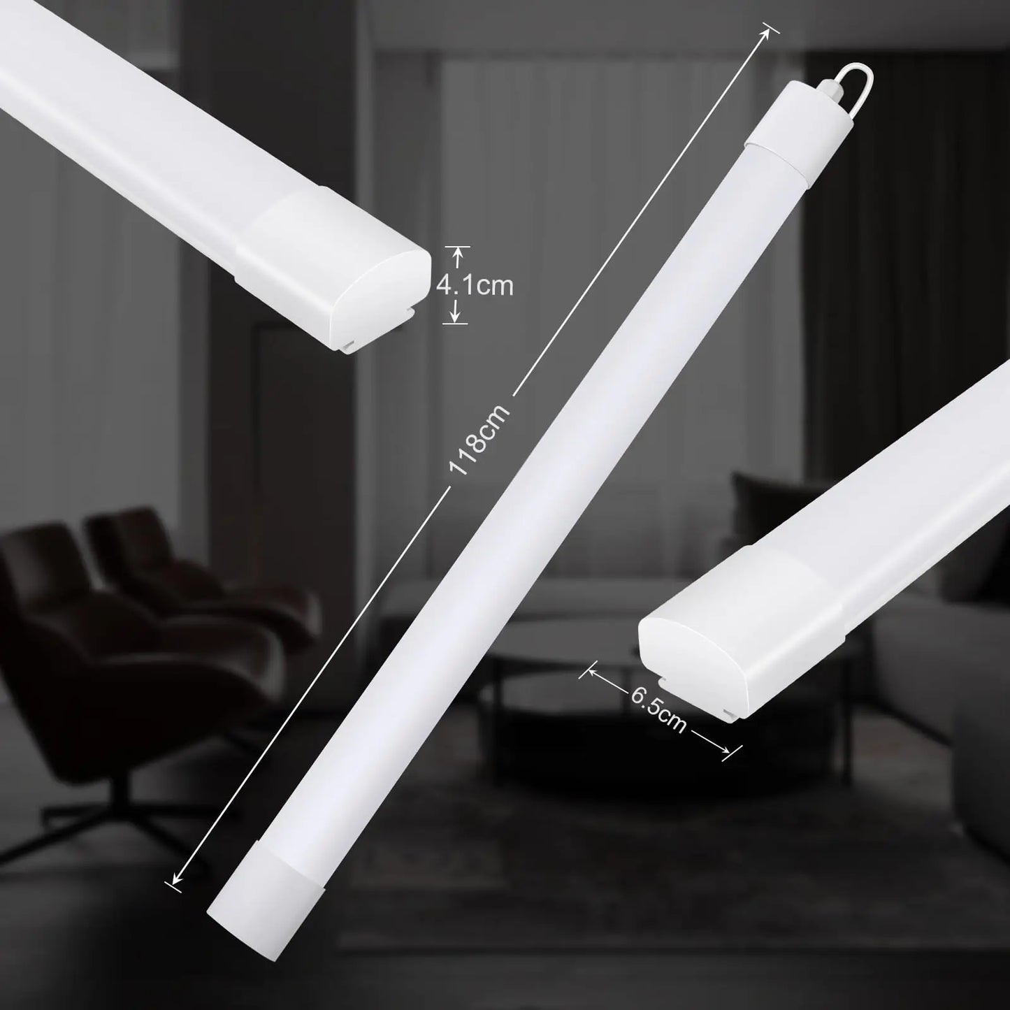 120cm LED Wet Room Light, 36W 4000K Neutral White, IP65 Waterproof Tube for Garage, Cellar, Workshop, Office, Bathroom.