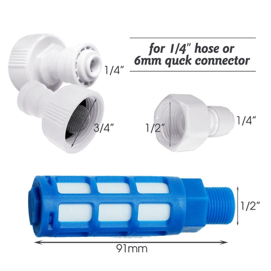 White 6mm PE Tube Quick Connector 1/4" Tubeing Quick Release Fittings for Home Water Purifier Garden Hose Watering System Joints
