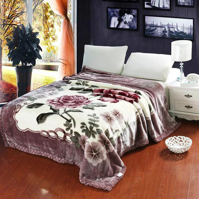 Soft Warm Fluffy Blanket Spring Summer Double Layer Raschel Mink Throw Blanket Bedspread Coverlet Thick Blanket.