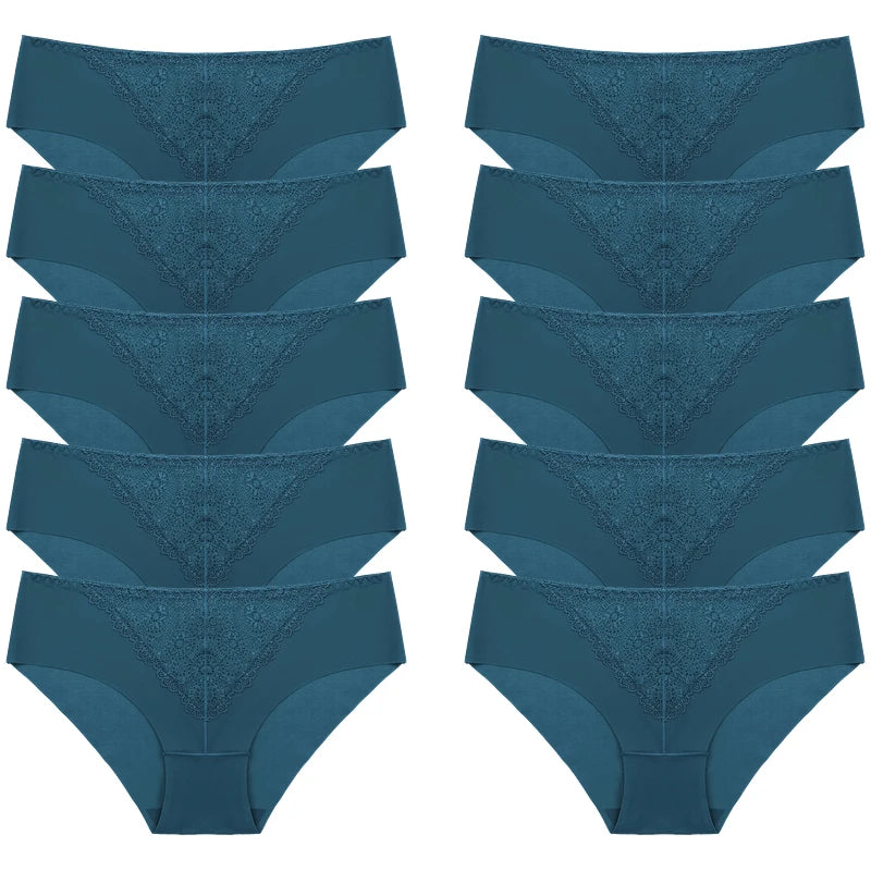 BZEL 10PCS/Set Women's Panties Exquisite Sweet Lace Underwear Sexy Lingerie Silk Satin Briefs Woman Comfort Breathable Underpant