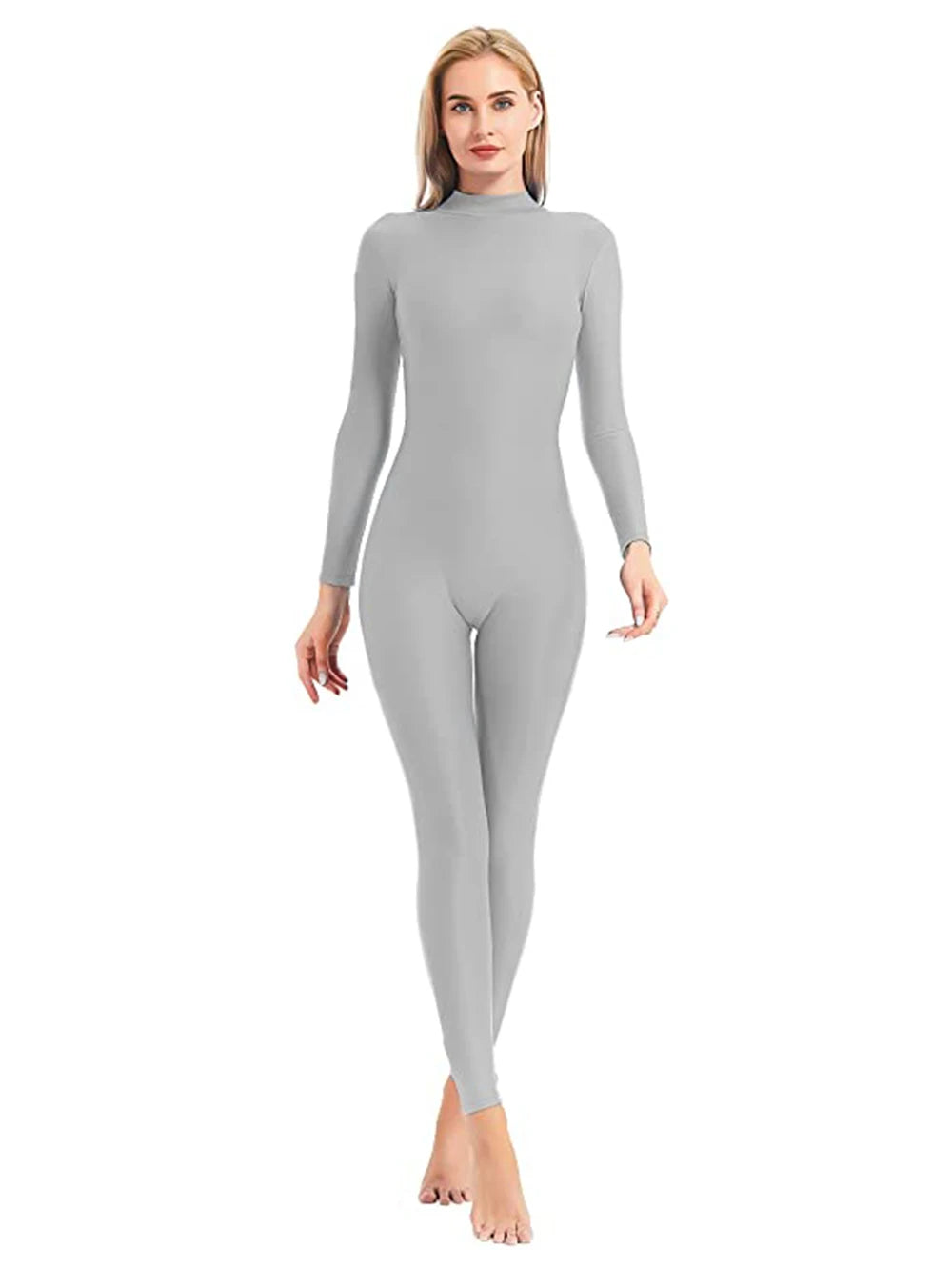 Unisex  Turtleneck Unitard Full Body Leotard  Long Sleeve Yoga Bodysuit Women Catsuit Daily Fitness Wear Cosplay Suits