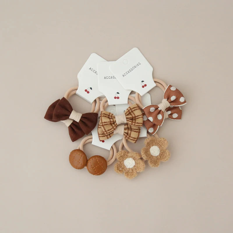 10Pcs/Lot, Elastic Hair Bow Clips for Children, Children's Headwear Hair Accessories for girls, Cute Hair ties, Lovely Hair Rope.