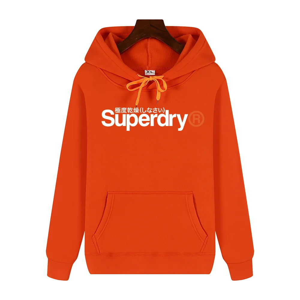 SUPERDRY Men's Autumn and Winter Fashion Brand Casual Hooded Sweatshirt Street Hip-hop Retro Sweatshirt Sports Men's Hoodie.