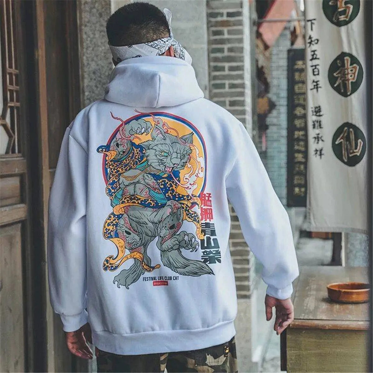 Fashion Boys Cool Men Hip Hop Hoodies Japanese Casual Sweatshirts Streetwear Men Women Loose Pullover Harajuku Devil Hoodie Male.